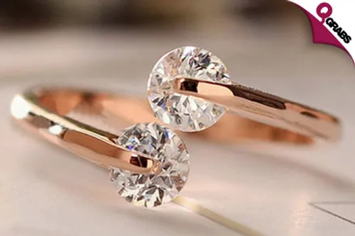 From QR45, Get Some Lady-like Sparkle with a Rose Gold-Plated Adjustable Ring with Two Crystals! (Up to QR297 Value)